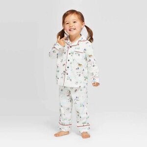 2/$15 HEARTH & Hand With Magnola Toddler Holiday Ski Scene Pajama Set NWT